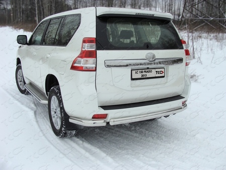 Защита заднего бампера (уголки овальные) 75х42 мм Toyota Land Cruiser Prado 150 (2009-2013) TOYLCPR150-09