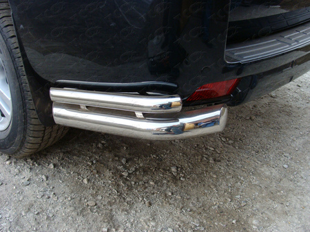Защита заднего бампера (уголки двойные) 76,1/42,4 мм Toyota Land Cruiser Prado 150 (2009-2013) TOYLCPR150-04