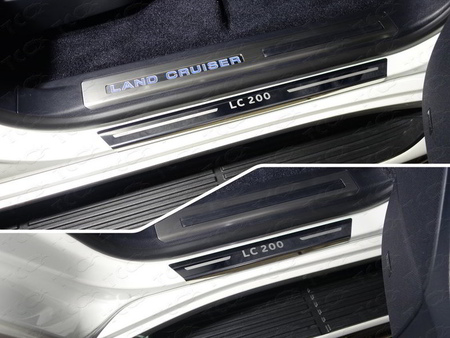 Накладки на пороги с гибом (лист зеркальный с надписью LC 22000) Toyota Land Cruiser 200 EXCALIBUR (2017-2021) TOYLC200EXCAL17-15