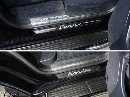 Накладки на пороги (лист зеркальный с надписью Executive) Toyota Land Cruiser 200 EXECUTIVE (2016-2021) TOYLC200EX16-17