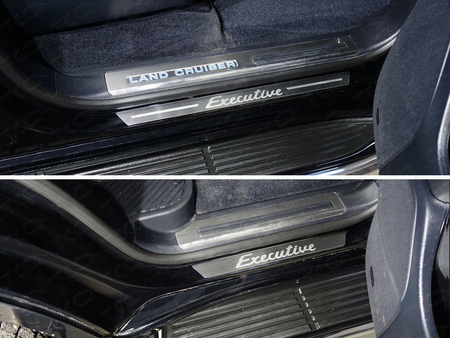 Накладки на пороги (лист шлифованный с надписью Executive) Toyota Land Cruiser 200 EXECUTIVE (2016-2021) TOYLC200EX16-18