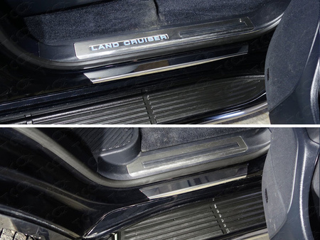 Накладки на пороги с гибом (лист зеркальный) Toyota Land Cruiser 200 EXECUTIVE (2016-2021) TOYLC200EX16-19