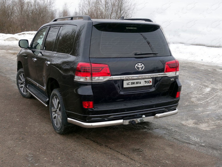 Защита заднего бампера (уголки овальные) 75х42 мм Toyota Land Cruiser 200 EXECUTIVE (2016-2019) TOYLC200EX16-25