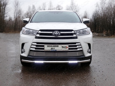 Защита передняя нижняя (с ДХО) 60,3 мм Toyota Highlander (2017-2020) TOYHIGHL17-29