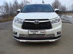 Защита передняя нижняя овальная с ходовыми огнями 75х42 мм Toyota Highlander (2014-2019)