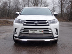 Защита передняя нижняя (овальная с ДХО) 75х42 мм Toyota Highlander (2017-2020)