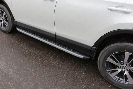 Пороги алюминиевые с пластиковой накладкой KARBON серые Toyota Rav 4 (2015-2019) TOYRAV15-19GR 