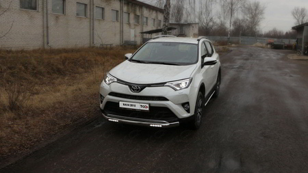 Защита передняя нижняя (овальная с ДХО) 75х42 мм Toyota Rav 4 (2015-2019) TOYRAV15-26