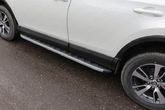 Пороги алюминиевые с пластиковой накладкой KARBON серые Toyota Rav 4 (2015-2019)