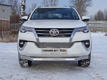 Защита переднего бампера нижняя с ДХО 76,1 Toyota Fortuner (2017-2024) TOYFORT17-23