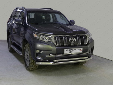 Защита переднего бампера нижняя (двойная) 76,1/50,8 Toyota Land Cruiser Prado (2017-2021) TOYLC15017-19