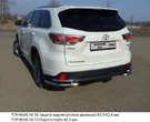 Защита заднего бампера (уголки двойные) 60,3/42,4 мм Toyota Highlander (2013-2019)