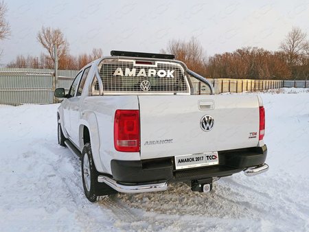 Защита заднего бампера (уголки) 76,1 мм Volkswagen Amarok (2016-2023) VWAMAR17-36