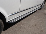 Пороги алюминиевые Slim Line Silver Volkswagen Caravelle Long (2017-2020)