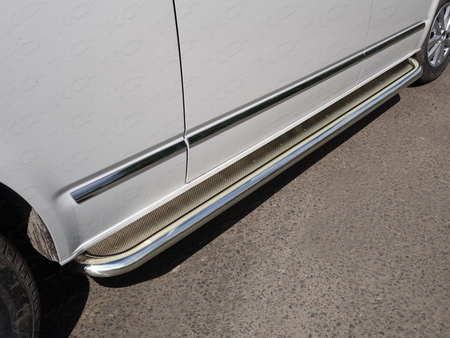 Пороги с площадкой (нерж. лист) 60,3 мм Volkswagen Multivan (2015-2020) VWMULT15LONG-28