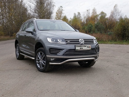 Защита переднего бампера (кенгурин) 60,3 мм Volkswagen Touareg R-Line (2014-2018) VWTOUARRL14-12