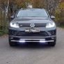 Защита переднего бампера (двойная  с ДХО ) 60,3/60,3 мм Volkswagen Touareg R-Line (2014-2018)