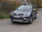 Защита переднего бампера (двойная) 60,3/60,3 мм Volkswagen Touareg R-Line (2014-2018)