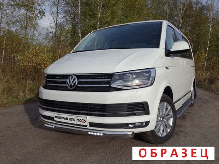 Защита переднего бампера  (овальная с ДХО) 75х42 мм Volkswagen  Transporter (2017-2020) VWTRANS17-05