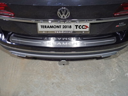 Накладки на задний бампер (лист шлифованный с надписью Teramont) Volkswagen Teramont (2018-2023) VWTER18-15