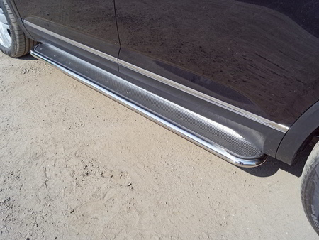 Пороги с площадкой 42.4 мм (нерж. лист) Volkswagen Teramont (2018-2023) VWTER18-32