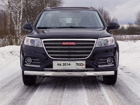 Защита передняя нижняя овальная с ДХО 75х42 мм Haval H6 (2014-2020) HAVH615-06