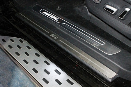 Накладки на пороги (лист шлифованный с надписью H9) Haval H9 (2017-2024) HAVH917-04