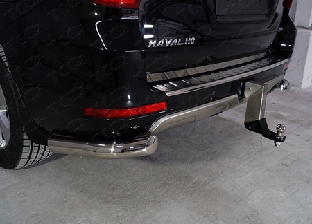 Защита заднего бампера уголки 76,1 мм Haval H9 (2017-2024)  HAVH917-19