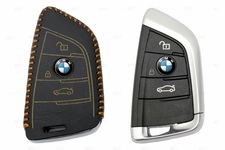 Кожаный чехол для ключа (желтая нить) String BMW 3 Series