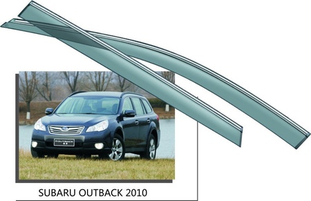 Дефлекторы боковых окон с хромированным молдингом Subaru Outback (2009-2014) 16712