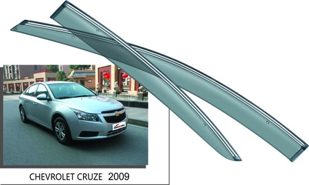 Дефлекторы боковых окон с хромированным молдингом Chevrolet Cruze седан (2009-2019) 16682
