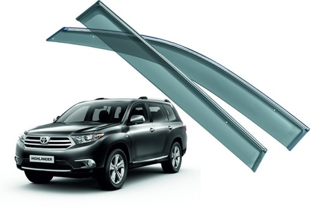 Дефлекторы боковых окон Toyota Highlander (2010-2013) с хромированным молдингом 16716