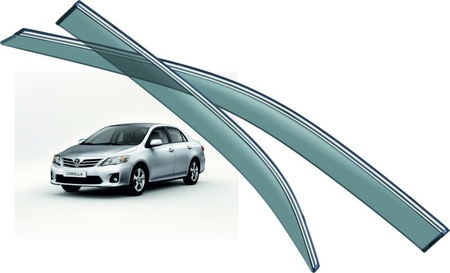 Дефлекторы боковых окон с хромированным молдингом Toyota Corolla седан (2007-2013) 18241