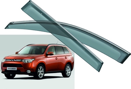 Дефлекторы боковых окон с хромированным молдингом Mitsubishi Outlander III (2012-2023) 21997