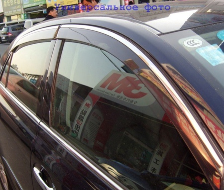 Дефлекторы боковых окон с хромированным молдингом из нержавейки ALVI-STYLE для Honda CR-V (2007-2012) ALV328M