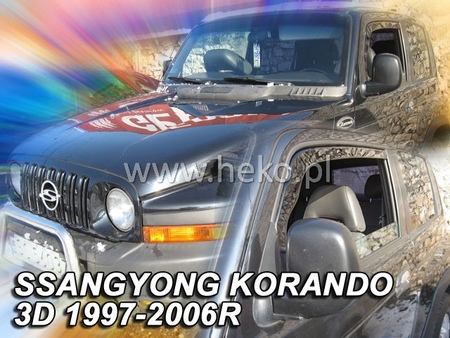 Дефлекторы боковых окон вставные передние Heko для SsangYong Korando 3d (1996-2006) 28909