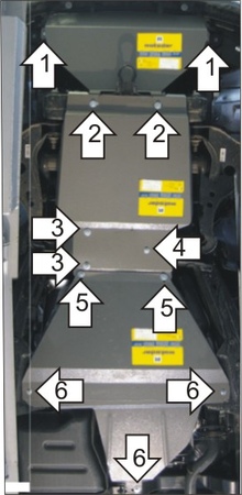 Защита радиатора, картера, переднего дифференциала и КПП (сталь) Motodor Ford Explorer (2006-2010) 00726