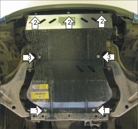 Защита радиатора, картера и переднего дифференциала (сталь) Motodor Mitsubishi L 200 (2007-2015) 01327