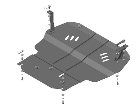 Защита картера и КПП (сталь) Motodor Volkswagen Caddy для машин со штатным подогревателем (2004-2023) 02733