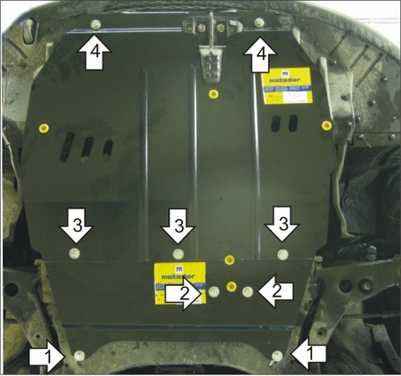 Защита картера и КПП (сталь) Motodor Chery Fora (2006-2010) 09004