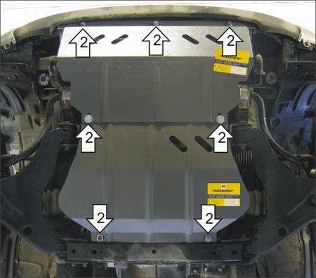 Защита радиатора,  картера и переднего дифференциала (сталь) Motodor Mitsubishi L 200 (2007-2015) 11313