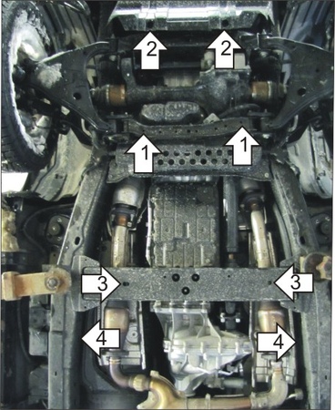 Защита картера КПП и раздатки (сталь) Motodor Nissan Patrol (2010-2020) 11407