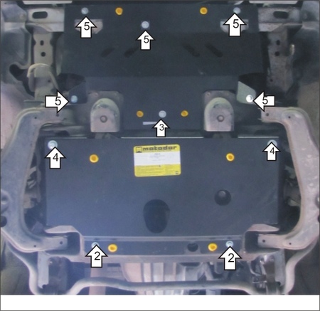 Защита радиатора,  картера и переднего дифференциала (сталь) Motodor Toyota Hiace (2004-2017) 12515