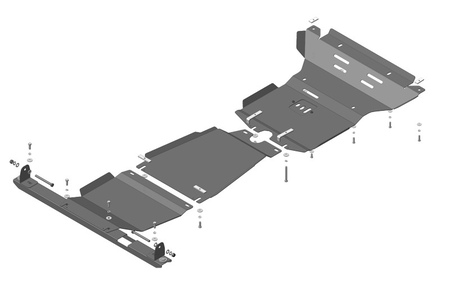 Защита картера КПП и раздатки (сталь) Motodor Toyota Hilux (2015-2024) 12519