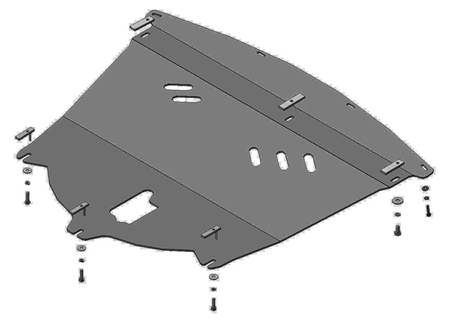 Защита радиатора и КПП (алюминий) Motodor Nissan Qashqai (2014-2015) 31413