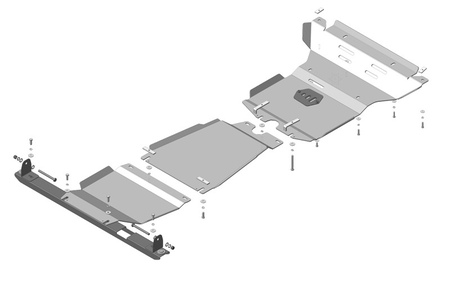 Защита картера КПП и раздатки (алюминий) Motodor Toyota Hilux (2015-2024) 32520