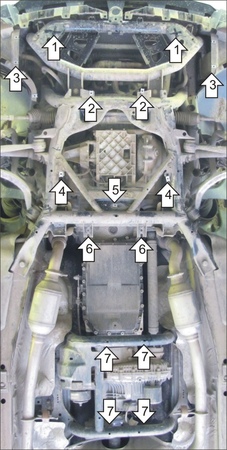 Защита радиатора, картера, КПП и раздатки (алюминий) Motodor Land Rover Range Rover (2009-2012) 383202