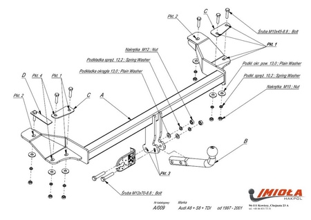 Фаркоп Imiola для Audi A8 (1994-2001) A.009