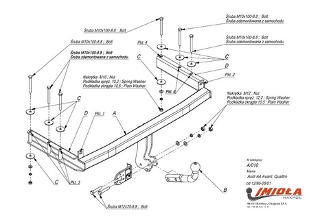 Фаркоп Imiola для Audi A4 (1994-2001) A.010