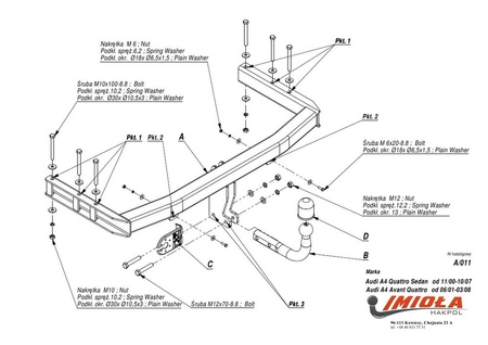 Фаркоп Imiola для Audi A4 (2000-2007) A.011